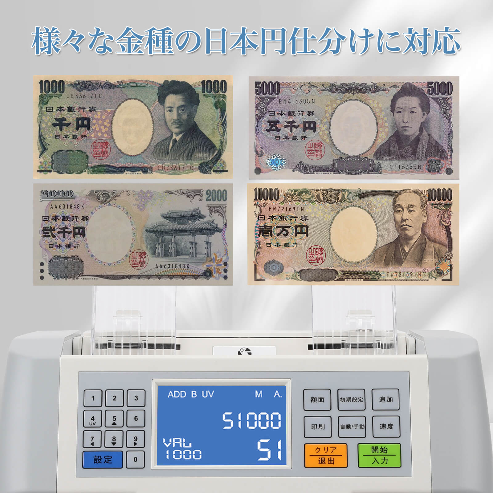 中古　卓上型紙幣計数機 日本紙幣 外貨 多種類偽札検知機能 簡単操作 Amazon | 紙幣カウンター 紙幣計数機【日本円専用設計