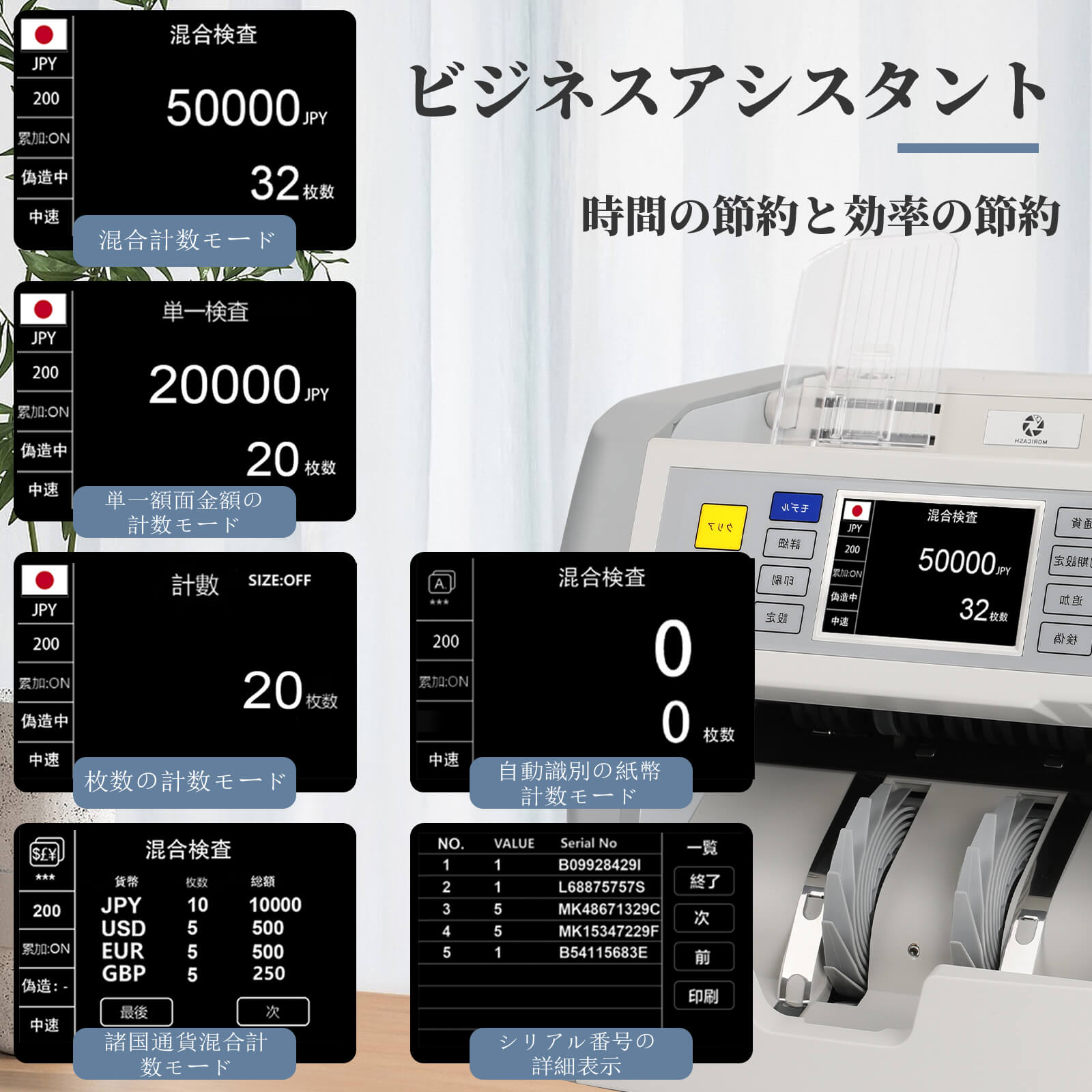 新型多通貨対応紙幣計数機M-55 | MORICASH